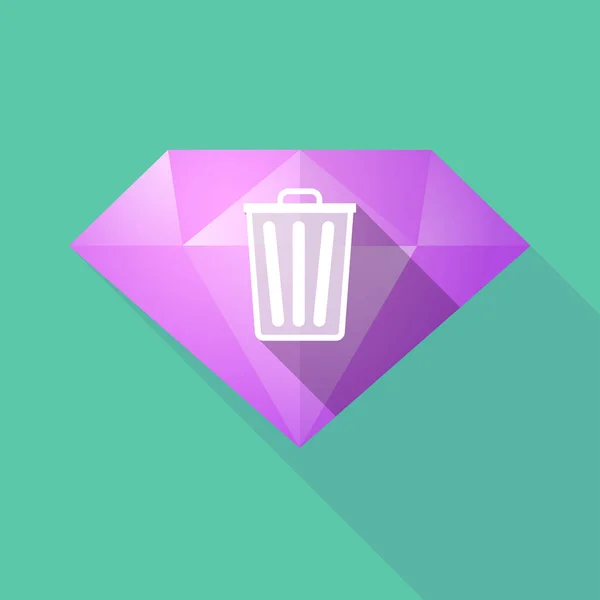 Diamante de sombra larga con un bote de basura — Archivo Imágenes Vectoriales