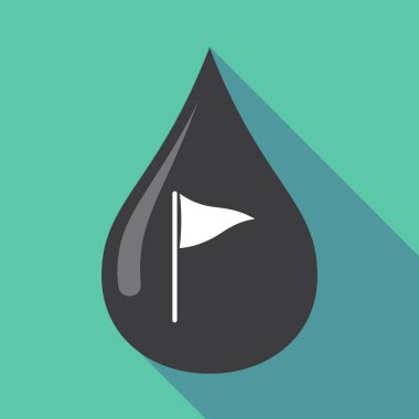 Uzun gölge yağ damla ile bir golf bayrak