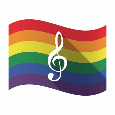 G nota anahtarı ile izole Gay Pride bayrak