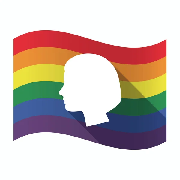 Drapeau isolé Gay Pride avec une tête féminine — Image vectorielle