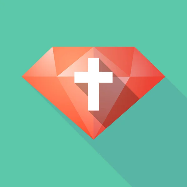 Dlouhý stín diamond s křesťanský kříž — Stockový vektor