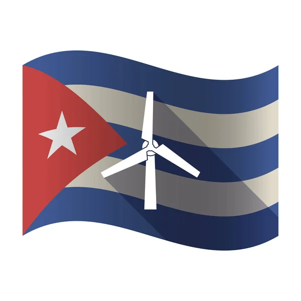 Bir rüzgar türbini ile izole Küba bayrağı — Stok Vektör