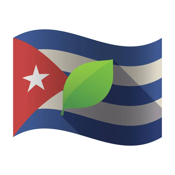 İzole Küba bayrağı ile yaprak yeşil — Stok Vektör