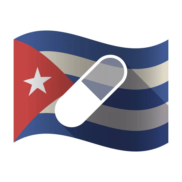 Bir hap ile izole Küba bayrağı — Stok Vektör