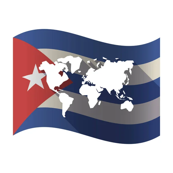 Drapeau Cuba isolé avec une carte du monde — Image vectorielle