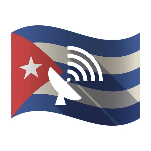 Bir uydu çanağı ile izole Küba bayrağı — Stok Vektör