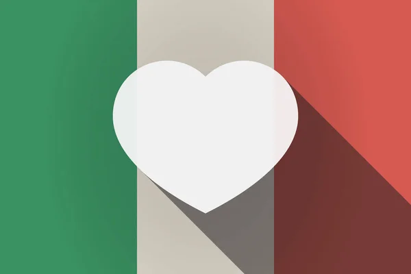 Lunghe ombre Italia bandiera con un cuore — Vettoriale Stock