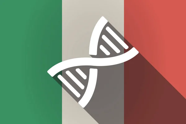 Bandiera lunga Italia ombra con un segno di DNA — Vettoriale Stock