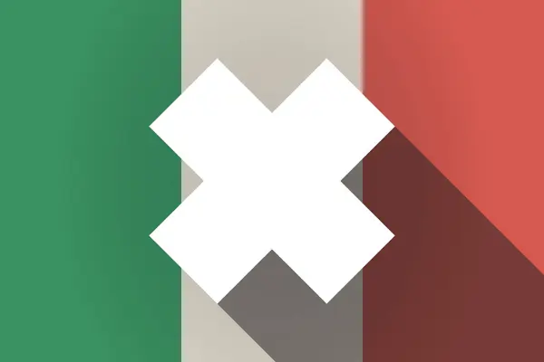 Hosszú árnyék Olaszország zászló egy irritáló anyag jele — Stock Vector