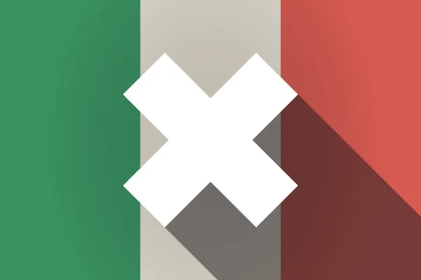 Long shadow  Italy flag with an x sign — Stock Vector
