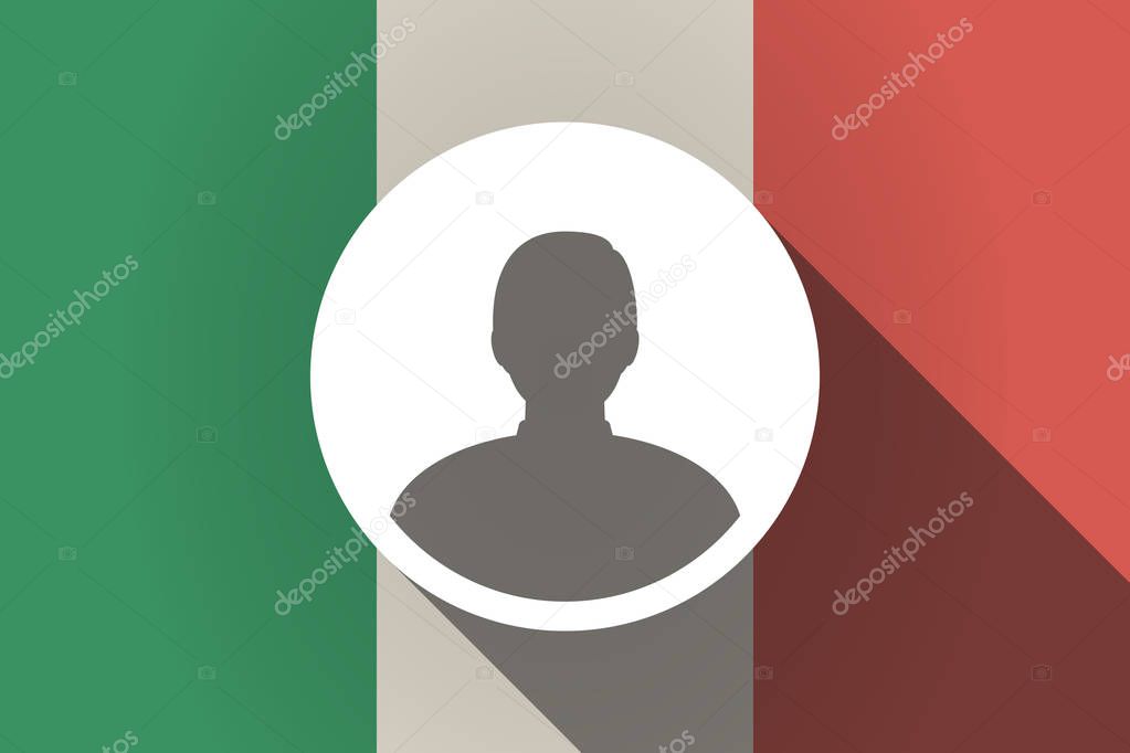 Long shadow  Italy flag with a male avatar