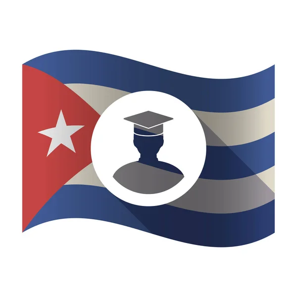 Bir öğrenciyle izole Küba bayrağı — Stok Vektör