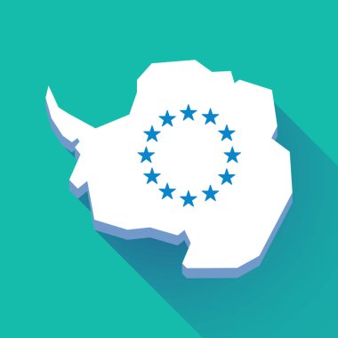 Uzun gölge Antarktika harita AB bayrağı yıldız ile