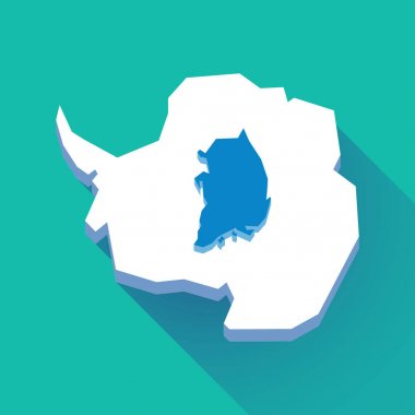 Uzun gölge Antarktika harita ile Güney Kore Haritası