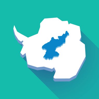 Uzun gölge Antarktika harita ile Kuzey Kore Haritası