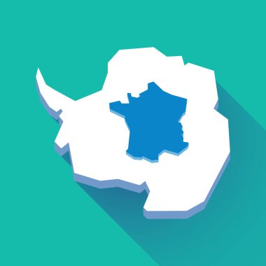 Uzun gölge Antarktika harita ile Fransa Haritası