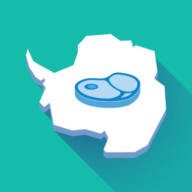 Uzun bir biftek simgesi ile gölge Antarktika harita