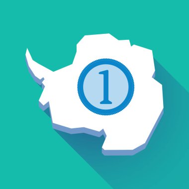 Uzun bir sikke simge ile gölge Antarktika harita