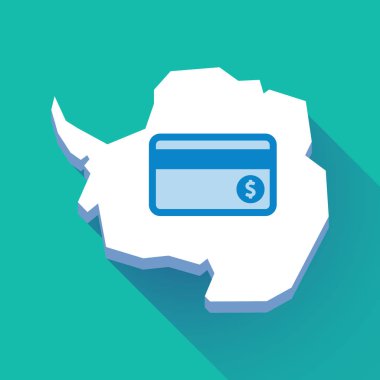 Uzun gölge Antarktika harita bir kredi kartı ile