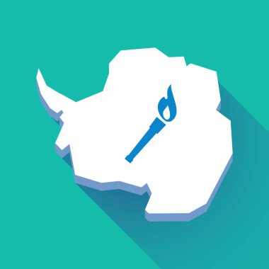 Uzun bir meşale simgesi ile gölge Antarktika harita