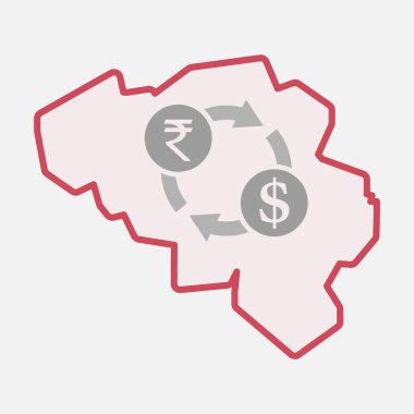 Rupisi ve Doları döviz işaretiyle izole Belçika Haritası