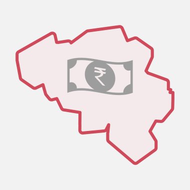 Rupisi banka Not simgesi ile izole Belçika harita