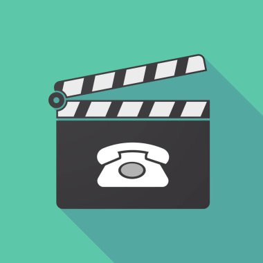 Uzun gölge clapper kurulu bir retro telefon işareti