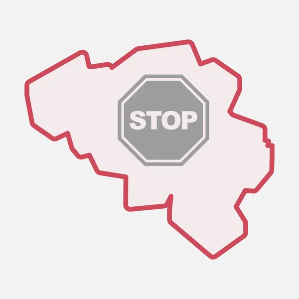 Geïsoleerde België kaart met een stop signaal — Stockvector
