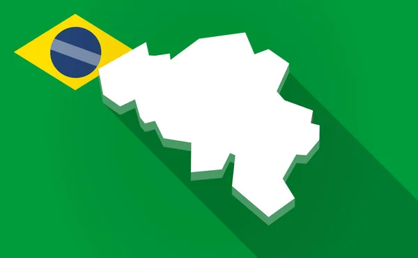 Lange schaduw Brazilië kaart met de kaart van België — Stockvector