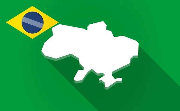 Langer Schatten Brasilien Karte mit der Karte der Ukraine — Stockvektor
