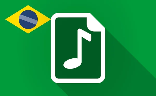 Lange schaduw Brazilië kaart met een muziek score pictogram — Stockvector