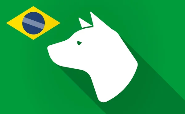 Lange schaduw Brazilië kaart met het hoofd van een hond — Stockvector