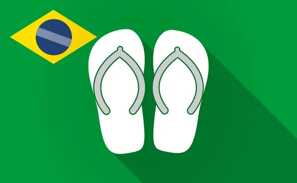 Ombre longue carte du Brésil avec une paire de flops — Image vectorielle