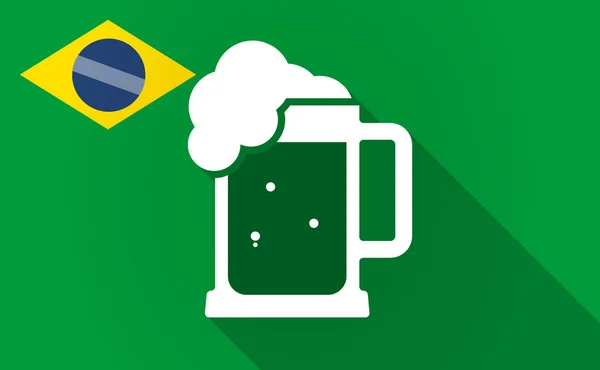 Umbră lungă Brazilia hartă cu o pictogramă borcan de bere — Vector de stoc