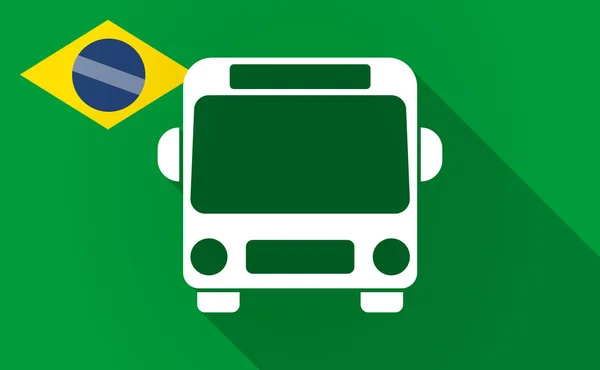 Long shadow Brazil map with  a bus icon — Stock Vector
