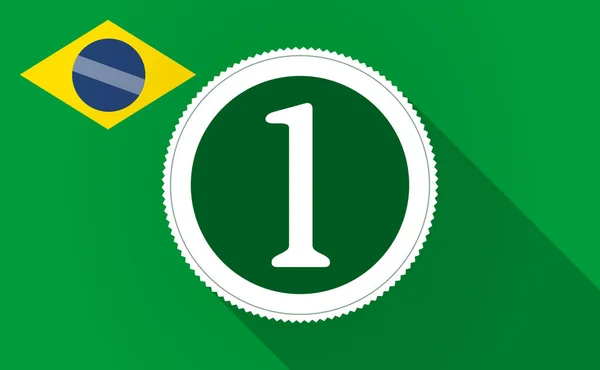Langer Schatten Brasilien-Karte mit einem Münzsymbol — Stockvektor