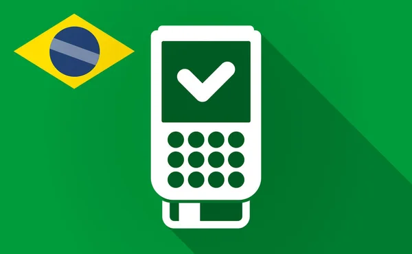 Långa skugga Brasilien karta med dataphone ikonen — Stock vektor