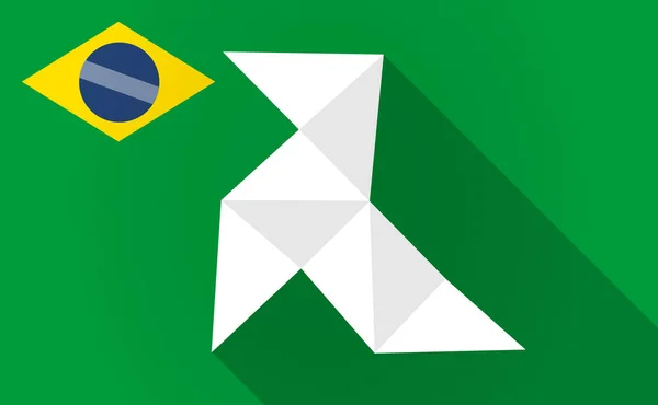 Lunga ombra Brasile mappa con un uccello di carta — Vettoriale Stock