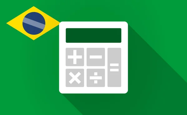 Lange schaduw Brazilië kaart met een rekenmachine — Stockvector