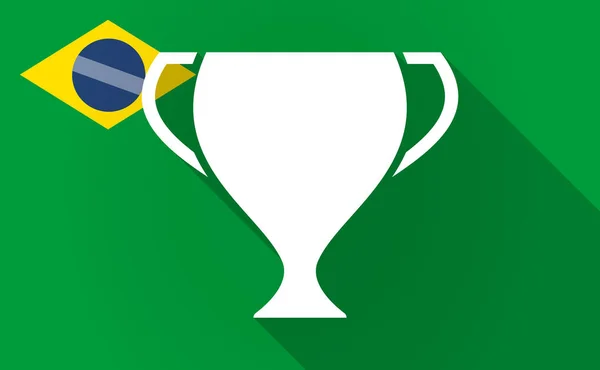 Mappa lunga ombra Brasile con una coppa premio — Vettoriale Stock