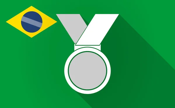 Uzun bir madalya ile gölge Brezilya harita — Stok Vektör