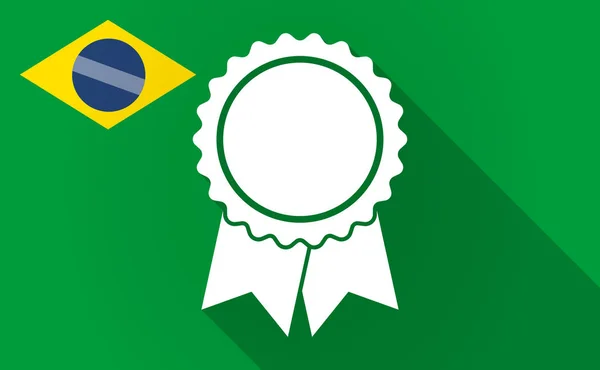 Långa skugga Brasilien karta med en ribbon award — Stock vektor