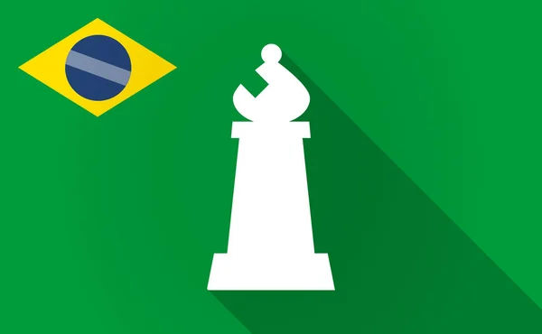 Langer Schatten Brasilien-Karte mit einem Bischof Schachfigur — Stockvektor