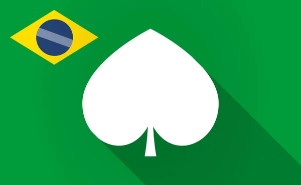 Långa skugga Brasilien karta med spade poker spelkort tecken — Stock vektor