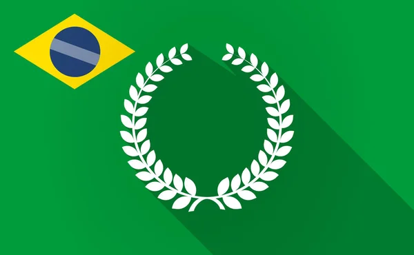 Longa sombra Brasil mapa com um sinal de coroa de louro — Vetor de Stock