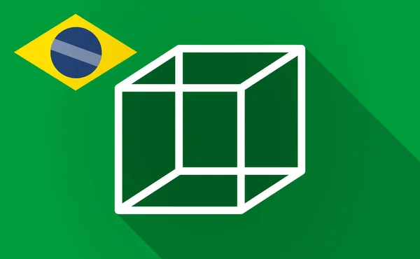 Langer Schatten Brasilien Karte mit einem Würfelzeichen — Stockvektor
