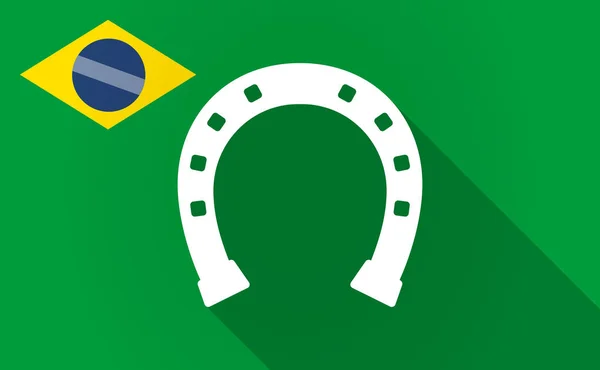Lunga ombra Brasile mappa con un segno di ferro di cavallo — Vettoriale Stock