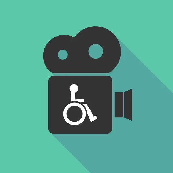 車椅子アイコンで人間の姿で長い影カメラ — ストックベクタ