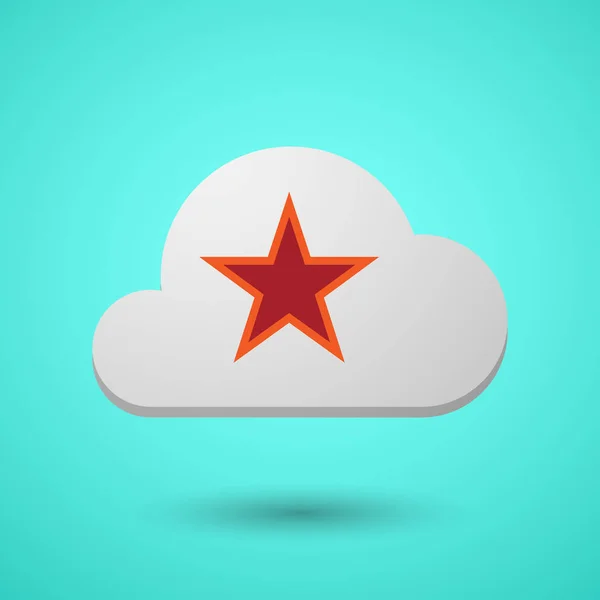 Vectoriële wolk met de rode ster van communisme pictogram — Stockvector
