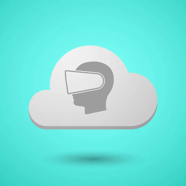 Vectorial cloud with  a male head wearing a virtual reality head — Stock Vector